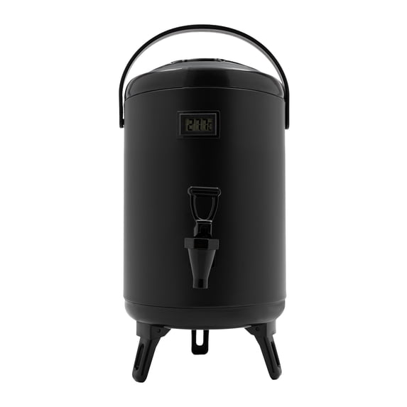8L Insulated Beverage Dispenser - 12H Hot/Cold Retention, Stainless Steel w/Resin Faucet (Black)