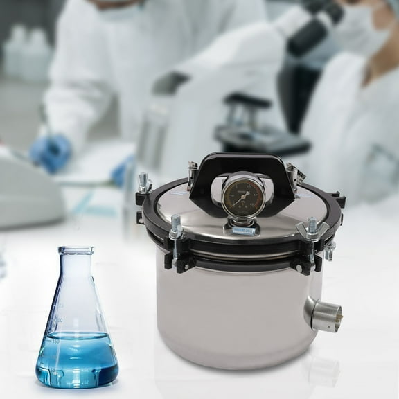 8L Lab Autoclave Portable Steam Autoclave for Lab Equipment Culture Medium, Glassware Tatoo Instruments Nail Tools 110v