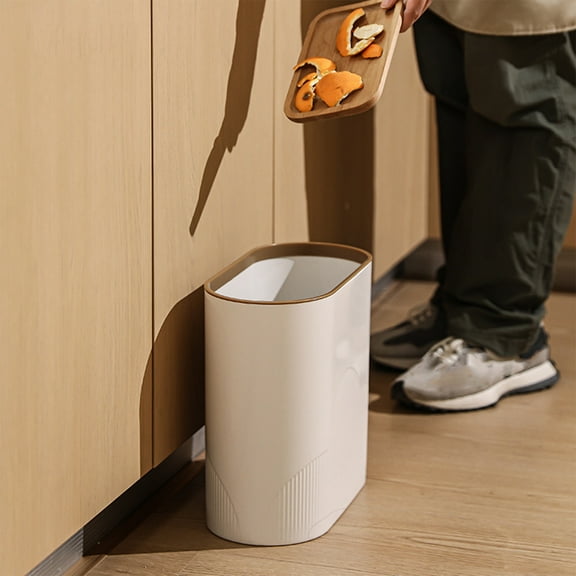 Bathroom Trash Can, Contactless Lidless Trash Bin, Large Capacity for Living Room, Bedroom, and Bathroom, Space-Saving Plastic Garbage Can