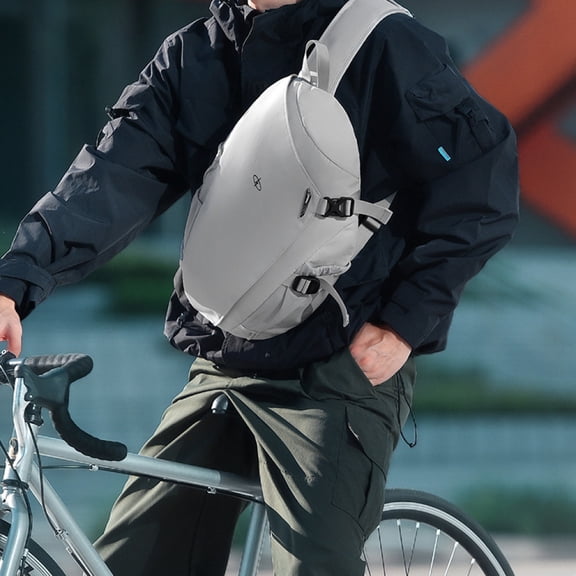 8L Men's Oxford Fabric Sling Bag, Waterproof Reflective Chest Bag with Magnetic Buckle, Large Capacity Casual Crossbody Backpack for Outdoor Cycling