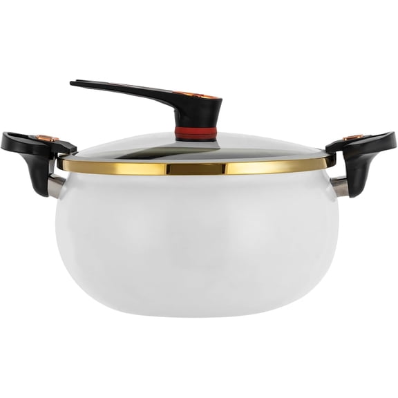 8L Micro Pressure Cooker Pot Non Stick Pressure Cookware with Visual Lid and 2 Handles, Multi Function Micro Pressure Cooking Pot for Homes Restaurants Hotels (White)