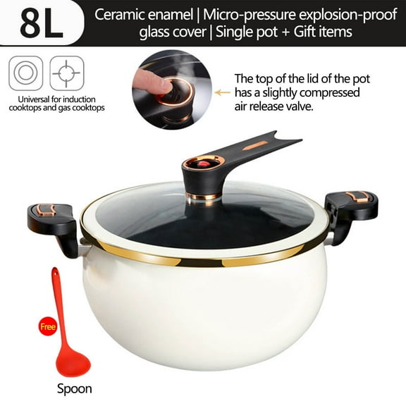 8L Mini Pressure Cooker with Transparent Lid, Non-Stick Interior, Locking Handles - Fast Heating Pressure Pot for Gas, Electric & Induction Stovetops