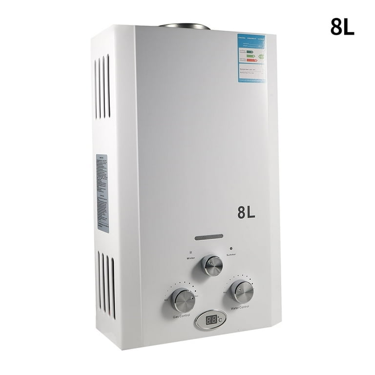 JLLOM 8L Natural Gas Water Heater, Instant Hot Water, Compact