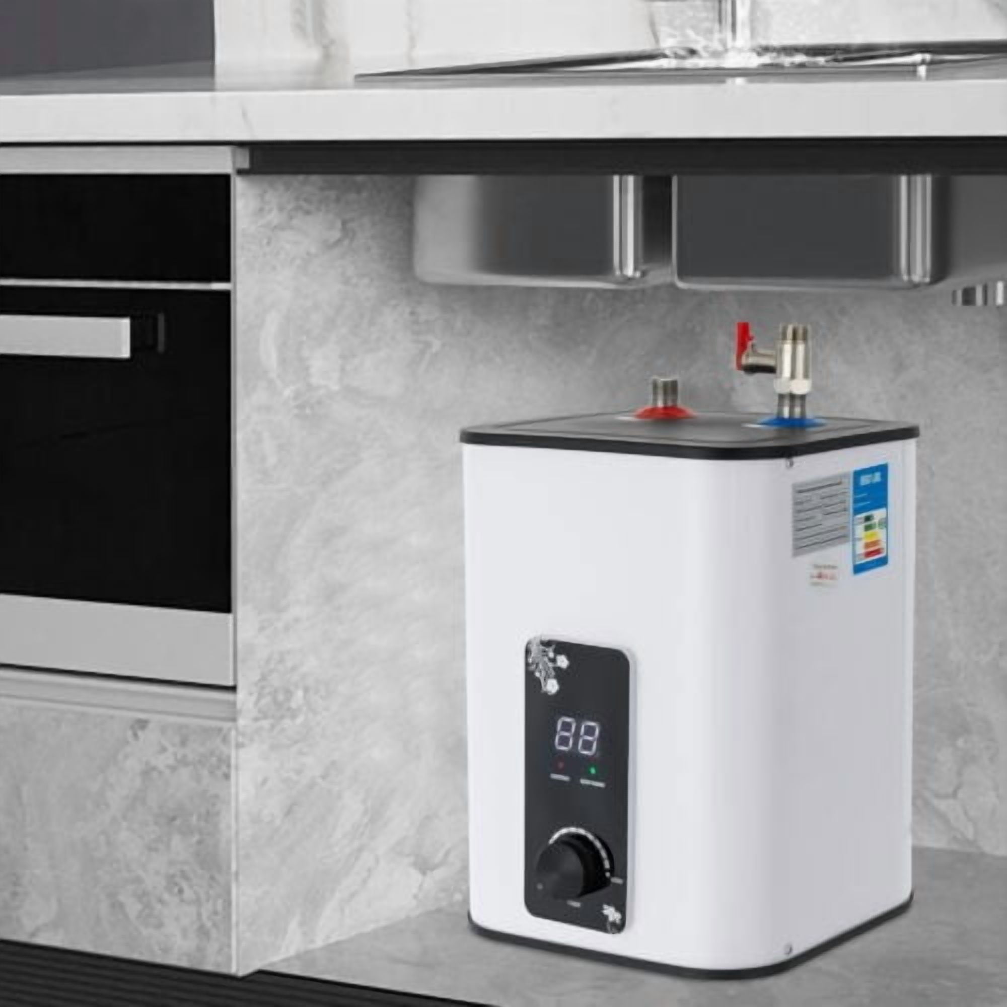 8L Rectangle Electric Mini Tank Water Heater Instant Hot Water Heater 1500W For Use In Kitchens, Cabinets, Bathrooms
