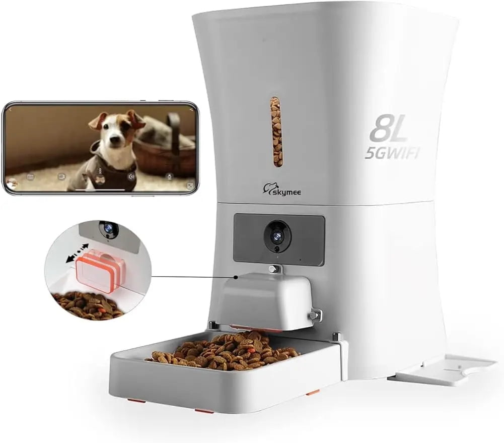 8L Smart Automatic Cat Feeders with Camera, 5G WiFi & 2.4G WiFi Dog