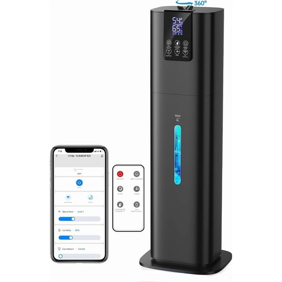 8L Smart Humidifiers for Bedroom Large Room, 2.1Gal Cool Mist Top Fill Diffuser Ambient Light, App & Remote Control, 3 Modes, Quiet Humidifier Home Office Plant