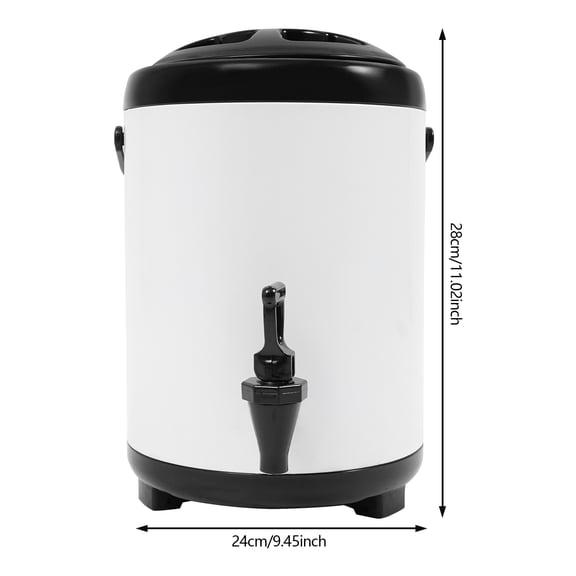 8L Stainless Steel Insulated Beverage Dispenser, Insulated Beverage Container with Spout, Cold and Hot Drink Dispenser for Parties(White)