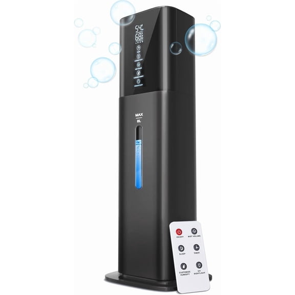 8L Ultrasonic Cool Mist Humidifier for Large Room with Timer 360 Nozzle 3 Speed Humidistat