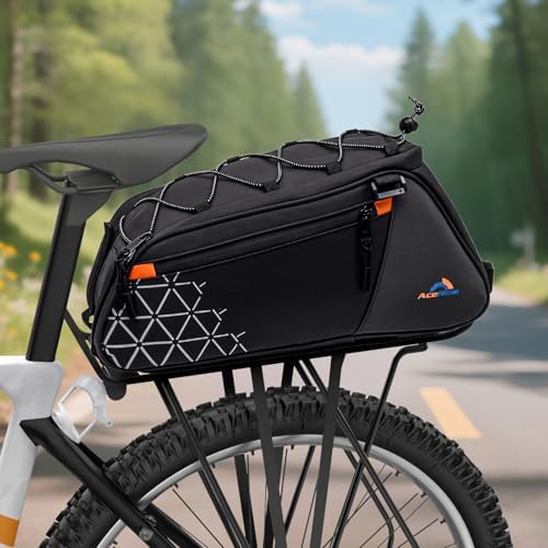 8L Waterproof Bike Rear Rack Bag - PVC Oxford Panniers w/Reflective ...