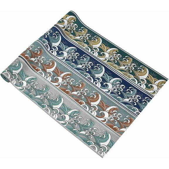 8M 4 Colors Japanese Style Wave Pattern Polyester Ribbon for Garment Accessories Gift Decoration Mixed Color 3-1/2 inch(80mm) 2m/color creative