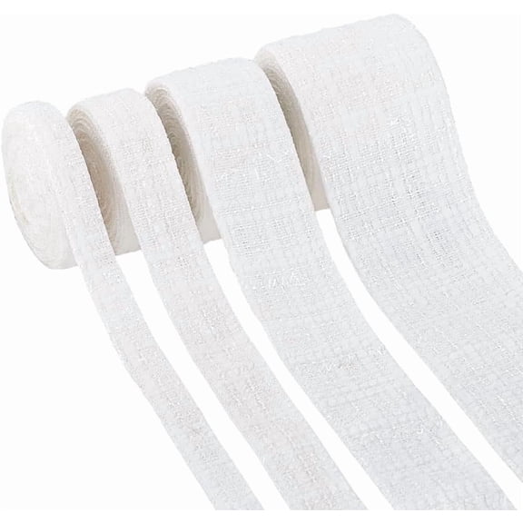8M 4 Styles Polyester Ribbon for Clothes Accessories Floral White 3/8~1-5/8 inch(10~40mm) 2m/style handmade