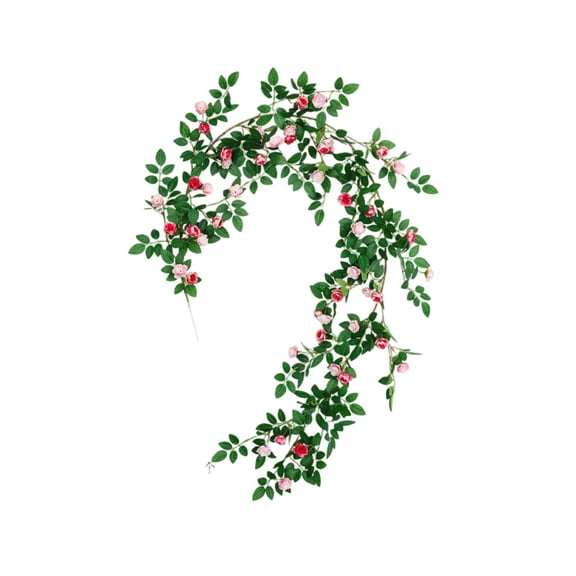 8M Artificial Flower Vine, Fake Flower Vine For Pipe Cover Balcony Decoration, Flower Vine With Natural Leaves