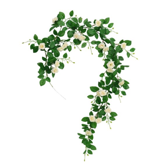 8M Artificial Flower Vine, Fake Flower Vine With Green Leaves And Flowers, Pipe Cover For Balcony Decoration