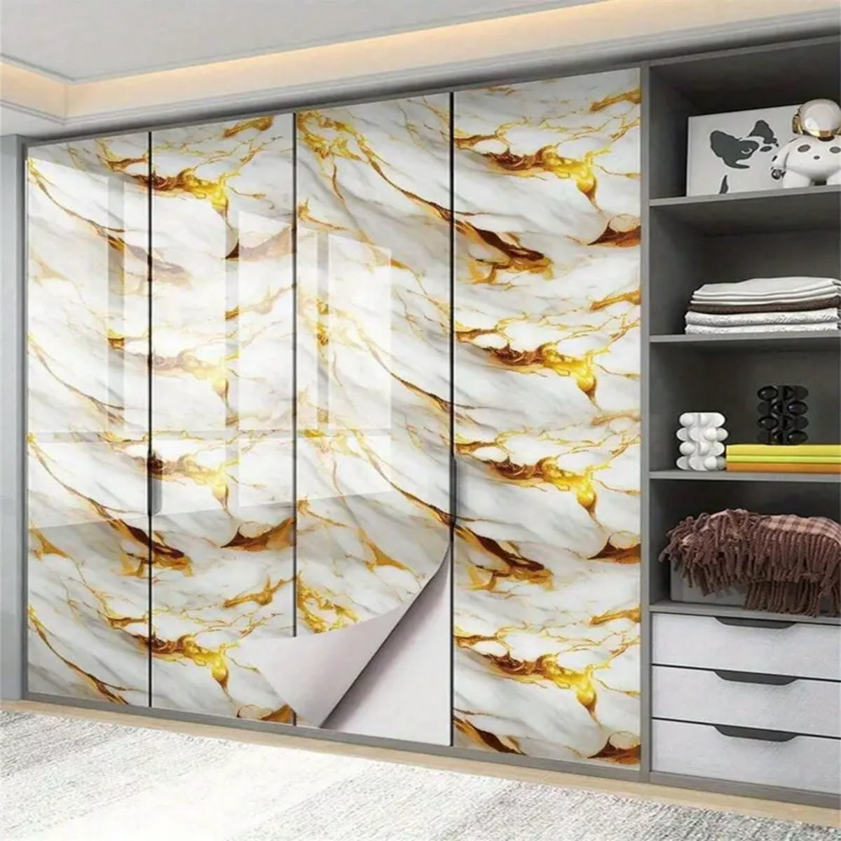 8M Marble Decor Stickers for Kitchen Cabinet Countertop Renovation Self ...