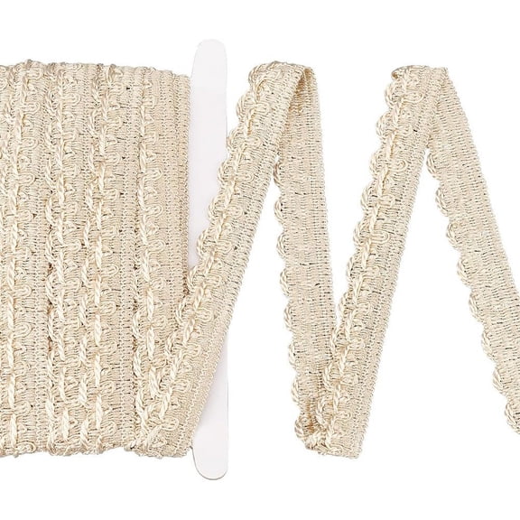 8M Polyester Curtain Lace Trimmer Ribbon Polyester Embroidery Lace Ribbon with Wave Edge Moccasin 1 inch(26mm) about 8.75 Yards(8m)/Set Handmade Gift
