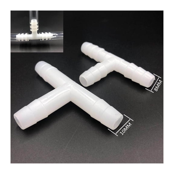 8MM 10MM Plastic Barbed Equal 3 Way Tee Type Hose Connector Pipe Fitting Tube Joint For Garden ,Durable Materia