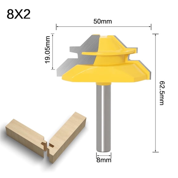 8MM 45 Degree Lock Miter Router Bit Tenon Milling Cutter Woodworking Tool For Wood Tools ,Great Multi-Purpose Application