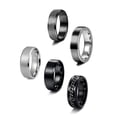 thumbnail image 1 of 8MM 5pcs Stainless Steel Ring Mens Black Spinner Chain Rings Beveled Edge Wedding Band Plain Ring Set for Men Women Size 7-11, 1 of 3
