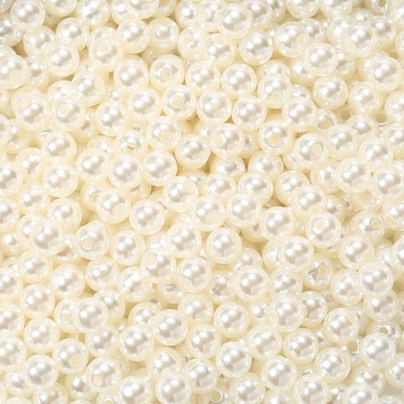 8MM 900pcs Ivory Round Pearl Beads with Holes Sew on Imitation Summer Acrylic Artificial Loose Spacer Pearls Bead Bulk for DIY handcrafting