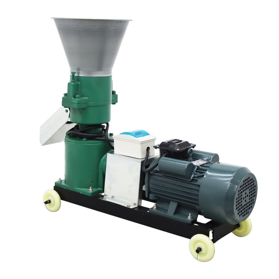 8MM Animal Feed Pellet Mill Machine Feed Granulator Double-head Pressure Roller 220V 3kw