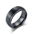 thumbnail image 1 of 8MM Black Matte Silver Rings Wedding Bands Men's Engagement Ring Titanium Steel, 1 of 7