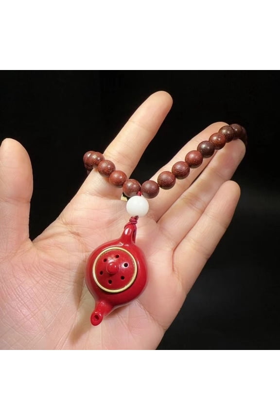 8MM Blood Sandalwood Bead Bracelet Buddhist Prayer Car Hanging Ornament Meditation Wrist Mala Gear Shift Decor