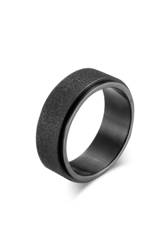 8MM Blue/Black/Gold Frosted Spinner Band Titanium Steel Wedding Ring Size 7-12