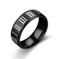 thumbnail image 1 of 8MM Blue/Black/Gold/Silver Band Men Titanium Steel Roman Numerals Ring Size 6-12, 1 of 6