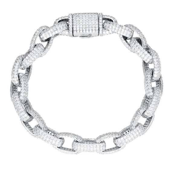 8MM Chain Link Bracelet for Men Women Clear 5A  CZ Mens Chain Bracelet Hypoallergenic 925 Sterling Silver Bracelets for Men Jewelry 17-20CM