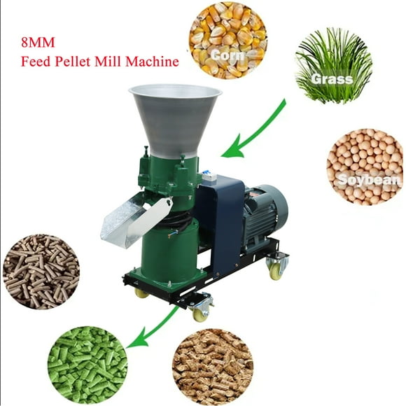 8MM Chicken Feed Pellet Mill Machine Animal Feed Pellet Mill Machine for Poultry Livestock Farm 220V