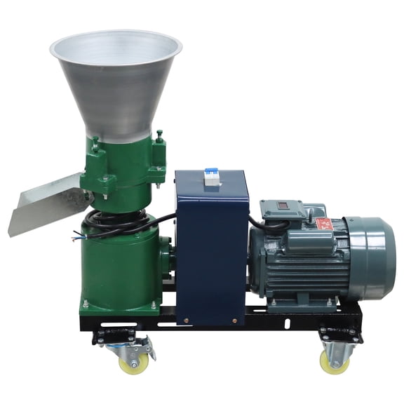 8MM Chicken Feed Pellet Mill Machine Animal Poultry Livestock Pellet Making Machine with 3 Head Press Rollers 220V