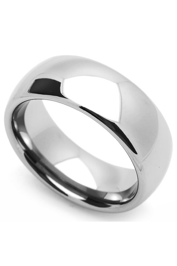 8MM Comfort Fit Stainless Steel Wedding Band Classic Domed Ring (Size 5 to 15)