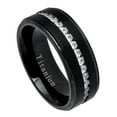 thumbnail image 1 of 8MM Comfort Fit Titanium Wedding Band Black Brushed Center Shiny Edge CZ Eternity Ring (Size 7 to 15), 1 of 5