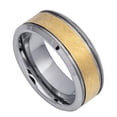 thumbnail image 1 of 8MM Comfort Fit Tungsten Carbide Wedding Band Beveled Edge Sand Blast Gold Tone Ring (7 to 15), 1 of 2