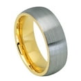 thumbnail image 1 of 8MM Comfort Fit Tungsten Carbide Wedding Band Domed Gold Tone Inner Brushed Gun Metal Tone Ring (7 to 15) Size 10, 1 of 1
