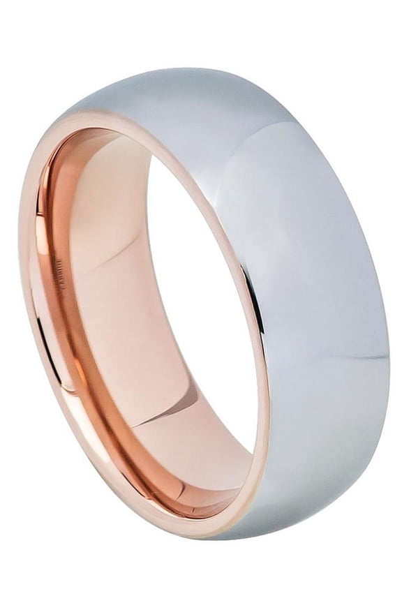 8MM Comfort Fit Tungsten Carbide Wedding Band Domed High Polish Gun Metal Tone Ring (7 to 12) Size 10.5