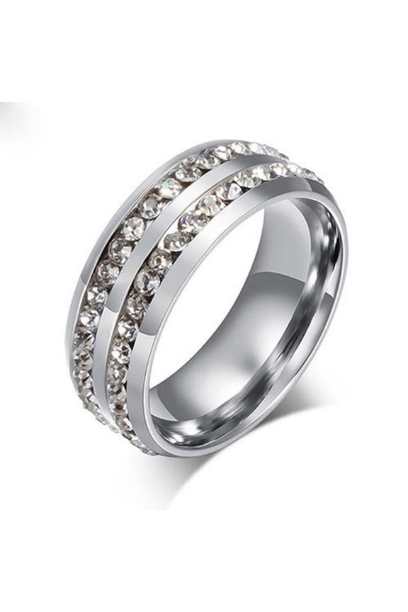 Double Row Titanium Steel Ring Electroplated European Ring Durable Individually Packed Ring Stylish Band for Everyday