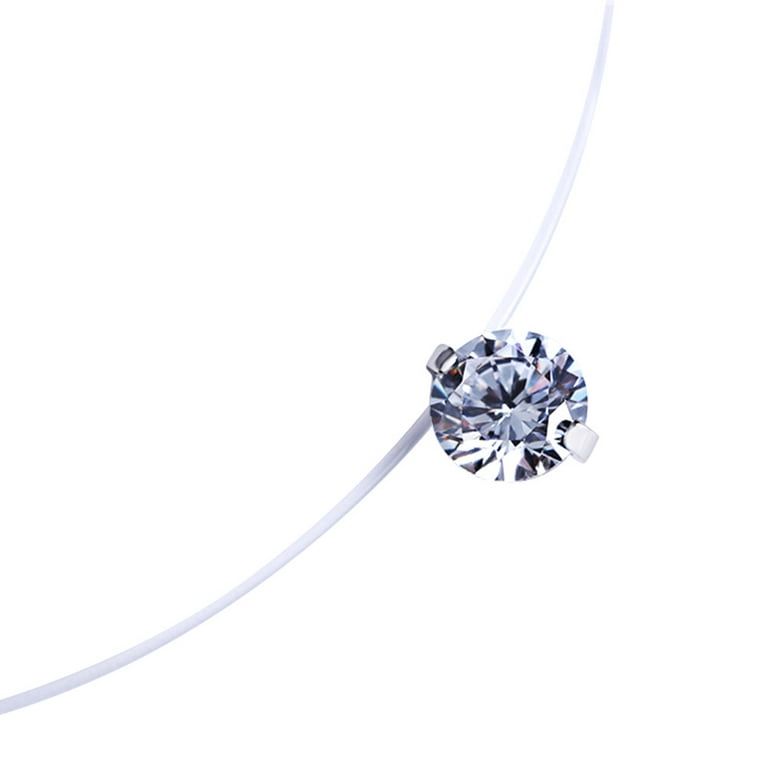 8MM Fashion Zircon Pendant Necklace Invisible Fishing Line Necklace for  Women Jewelry Decoration 