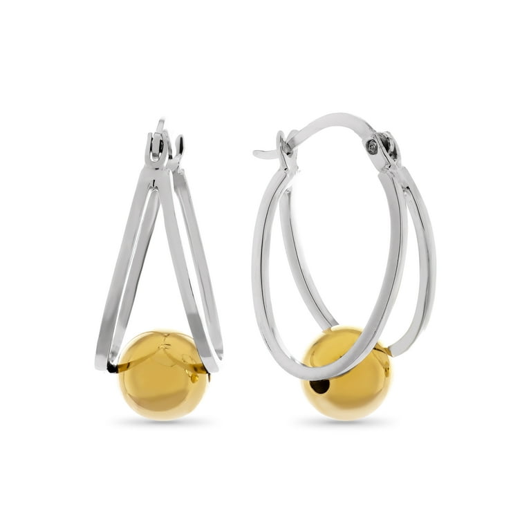 Eclipse Cubic Zirconia Double Hoop Earrings Rhodium on Sterling Silver Eclipse Cubic Zirconia Double Hoop Earrings Rhodium on Sterling Silver