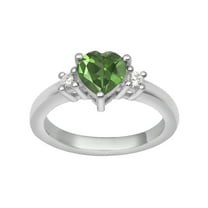 8MM Heart Shape Peridot Solitaire 925 Sterling Silver Women Valentines Day Gifts Ring