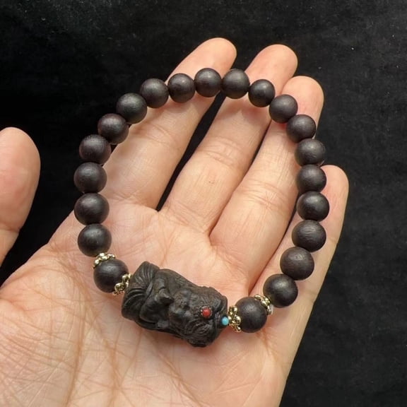 8MM Jiangzhen Incense Bracelet Agarwood Zaki Ram Beads Chinese Style Buddhist Jewelry for Meditation Blessing or Daily Wear