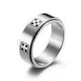 thumbnail image 1 of 8MM Lucky Dice Spinner Band Mens Titanium Steel Silver/Gold/Black Ring Size 6-12, 1 of 9
