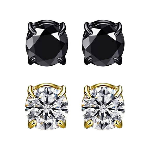 8MM Magnetic Ear Clips, No-Piercing Zircon Studs, Unisex Earrings (2 Pairs)