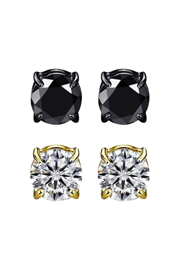 8MM Magnetic Ear Clips, No-Piercing Zircon Studs, Unisex Earrings (2 Pairs)