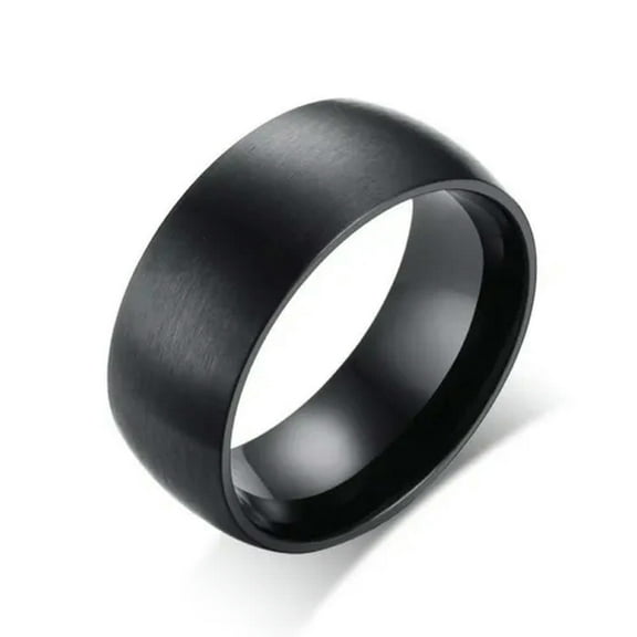 8MM Men's Black Stainless Steel Band Matte Finished Wedding Party Ring Size 7-11