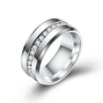 thumbnail image 1 of Yomhary Men's Eternity Stainless Steel Ring  with Cubic Zirconia CZ ,8MM Width ,White,Size #11, 1 of 5