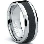 METAL MASTERS 8MM Men's Tungsten Carbide Ring Wedding Band W/ Carbon Fiber Inaly size 10