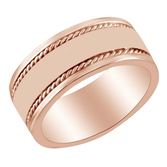 AFFY 8MM Mens Wedding Rope Band Ring In 14k Solid Rose Gold Ring Size-7