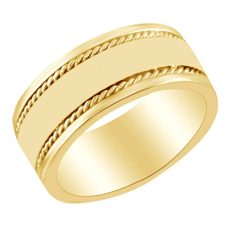 8MM Mens Wedding Rope Band Ring In 14k Solid Yellow Gold Ring Size-14