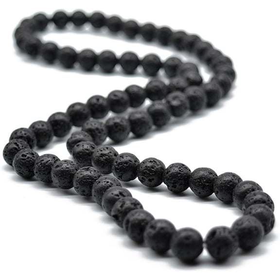 8MM Natural Tiger Eye Lava Stone Beaded Choker Necklace Genuine Gemstone Anxiety Stretch Necklace For Men